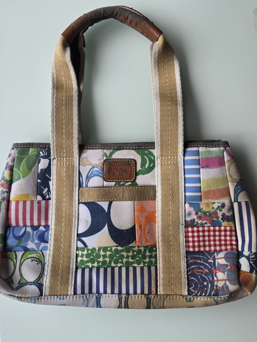 Vintage Coach Patchwork Tote Bag, Y2K Aesthetic, Restoration Project